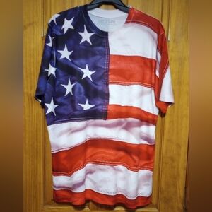 Men's American Flag T-Shirt - Red, White, and Blue, Size XL